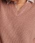 Фото #4 товара Women's Striped Notched-Neck Sweater