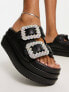 Public Desire Lozzy embellished flatforms in black pu