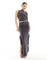 Фото #2 товара Fashionkilla ruffle detail maxi skirt co-ord in charcoal