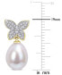 ფოტო #3 პროდუქტის Cultured Freshwater Pearl (8-1/2mm) & Diamond (1/8 ct. t.w.) Butterfly Stud Earrings in 14k Gold