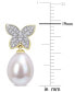 Фото #3 товара Серьги Macy's Freshwater Pearl & Diamond Butterfly