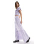 Фото #10 товара Glamorous shirred waist tierred maxi skirt in purple stripe co-ord