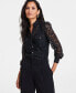 ფოტო #3 პროდუქტის Women's Lace Button-Front Blouse, Created for Macy's