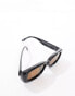 ASOS DESIGN mid square sunglasses in black with brown lens