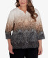 Фото #1 товара Plus Size Classic Ombre Beaded Keyhole Neck Top