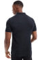 Фото #2 товара ASOS DESIGN muscle fit polo in black with silver zip