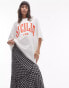 Topshop premium graphic Malmo super oversized tee in white