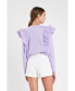 ფოტო #2 პროდუქტის Women's Poplin Ruffle Detail T-shirt