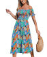 Women's Tropical Bloom Off-Shoulder Smocked Maxi Beach Dress
