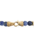ფოტო #3 პროდუქტის Lapis Lazuli & White Agate Bead Stretch Bracelet in Gold-Tone Ion-Plated Stainless Steel