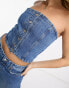 Фото #4 товара Pull&Bear bandeau denim corset co-ord in indigo wash