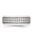 Stainless Steel Polished White Ceramic CZ Ridged Edge Ring