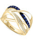 ფოტო #1 პროდუქტის EFFY® Sapphire (1/3 ct. t.w.) & Diamond (1/10 ct. t.w.) Crossover Statement Ring in 14k Gold