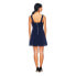 Crystal Doll Women's Juniors Fit Flare Lace Scallop Hem Slim Skater Dress Navy 3