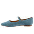 Trotters Hester T2007-433 Womens Blue Leather Mary Jane Flats Shoes