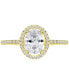 ფოტო #1 პროდუქტის Cubic Zirconia Oval Halo Engagement Ring in 14k Gold-Plated Sterling Silver