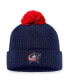 Фото #2 товара Men's Navy Columbus Blue Jackets Team Cuffed Knit Hat with Pom