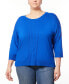 Plus Size Cable-Knit Dropped-Shoulder 3/4-Sleeve Sweater