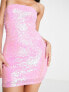 Miss Selfridge sequin bandeau mini dress in pink