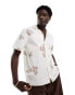 Фото #1 товара Hollister short sleeve revere collar print poplin shirt boxy fit in white