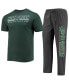 ფოტო #2 პროდუქტის Men's Heathered Charcoal, Kelly Green North Texas Mean Green Meter T-shirt and Pants Sleep Set