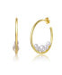 ფოტო #1 პროდუქტის Sterling Silver 14k Yellow Gold Plated with White Freshwater Pearl Cluster 3/4 C-Hoop Earrings