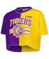 ფოტო #2 პროდუქტის Women's Purple, Gold LSU Tigers Colorblock Cropped T-shirt