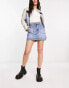 Фото #4 товара ASOS DESIGN denim cargo mini skirt in mid wash blue