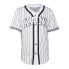 KARL KANI Serif Pinstripe Baseball short sleeve v neck T-shirt