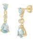 ფოტო #3 პროდუქტის Aquamarine (1-1/2 ct. t.w.) & Diamond Accent Teardrop Chain Drop Earrings in 14k Gold