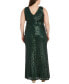 Фото #2 товара Nightway Plus Size Striped Sequined V-Neck Sleeveless Gown
