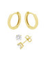 ფოტო #1 პროდუქტის Cubic Zirconia Round Stud & Polished Huggie Hoop in Gold Plate or Silver Plate