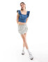 Miss Selfridge frill detail denim corset top in indigo wash indigoblaue Waschung, 32 - фото #3