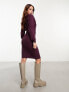 Фото #3 товара Vero Moda wrap belted long sleeve knitted mini dress in burgundy