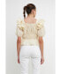 ფოტო #4 პროდუქტის Women's Smocked Puff Sleeve Top