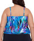 Фото #2 товара Танкини-топ с рисунком Swim Solutions Plus Size Blouson, созданный для Macy's, для женщин