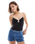 New Look keyhole bodysuit with contrast trim in black