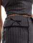 Reclaimed Vintage mini tailored skirt in grey pinstripe with lace and bows