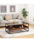 Rectangle Glass Coffee Table with Storage Shelf