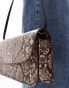 Фото #3 товара ASOS DESIGN skinny strap shoulder bag in brown snake