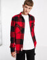 Only & Sons buffalo check overshirt in black and red