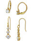 ფოტო #3 პროდუქტის 2-Pc. Set Cubic Zirconia Leverback & Drop Earrings in 18k Gold-Plated Sterling Silver, Created for Macy's