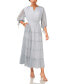 ფოტო #1 პროდუქტის Women's Printed Pintuck 3/4-Sleeve Tiered Maxi Dress