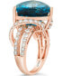 Deep Sea Blue Topaz (9 ct. t.w.) & Nude Diamonds (1-3/4 ct. t.w.) Ring in 14k Rose Gold