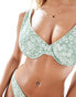 Фото #2 товара Hollister co-ord curvy floral print underwire bikini top in green