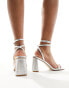 Фото #4 товара Simmi London Wide Fit Bolt block heeled sandal in embellished silver