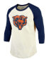 ფოტო #3 პროდუქტის Men's Justin Fields Cream, Navy Chicago Bears Player Name Number Raglan 3/4 Sleeve T-shirt