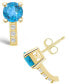 ფოტო #1 პროდუქტის Topaz (2-1/3 ct. t.w.) and Diamond (1/8 ct. t.w.) Stud Earrings in 14K Yellow Gold