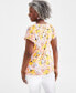 ფოტო #2 პროდუქტის Women's Printed Pleated Scoop-Neck Top, Created for Macy's