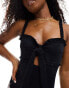 Фото #4 товара Miss Selfridge broderie corset detail tie front swimsuit in black